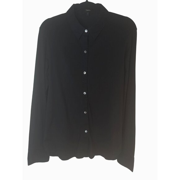 Theory Womens Large Black Button-Down Long Sleeve Shirt - Picture 1 of 16